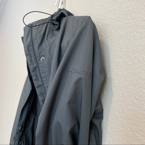 Columbia gray raincoat omni-tech waterproof breathable mid-length with hood - Picture 2 of 8